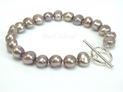 Personalised Grey Baroque Pearl Bracelet with T-bar Clasp