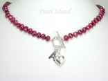 Personalised Red Baroque Pearl Necklace with T-bar Clasp