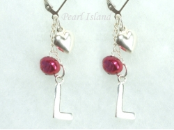 Personalised Red Baroque Pearl Earrings with Lever Back Style 1