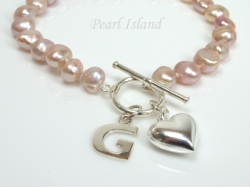 Personalised Lavender Baroque Pearl Bracelet with T-bar Clasp