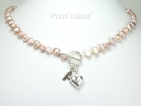 Personalised Lavender Baroque Pearl Necklace with T-bar Clasp