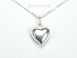 Sterling Silver Puffed Heart Pendant Necklace