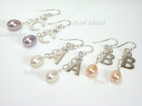 Sterling Silver Initial Freshwater Pearl Earrings