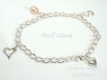 Sterling Silver Initial Freshwater Pearl Charm Bracelet