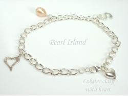 Sterling Silver Initial Freshwater Pearl Charm Bracelet