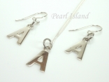 Sterling Silver Initial A Earring and Pendant Set