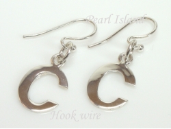 Sterling Silver Initial C Earrings