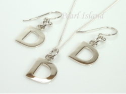 Sterling Silver Initial D Earring and Pendant Set