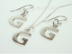 Sterling Silver Initial G Earring and Pendant Set