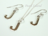 Sterling Silver Initial J Earring and Pendant Set
