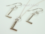 Sterling Silver Initial L Earring and Pendant Set