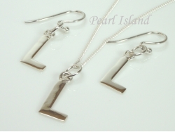 Sterling Silver Initial L Earring and Pendant Set