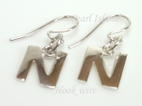 Sterling Silver Initial N Earrings