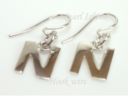 Sterling Silver Initial N Earrings