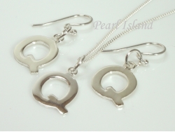 Sterling Silver Initial Q Earring and Pendant Set