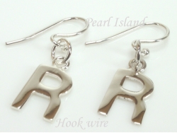 Sterling Silver Initial R Earrings