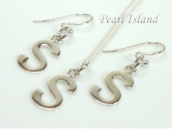 Sterling Silver Initial S Earring and Pendant Set