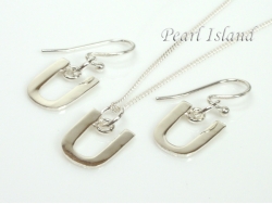 Sterling Silver Initial U Earring and Pendant Set