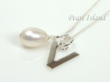 Sterling Silver Initial V Pendant Necklace