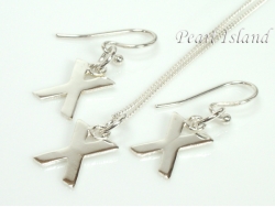 Sterling Silver Initial X Earring and Pendant Set