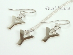 Sterling Silver Initial Y Earring and Pendant Set