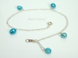 Ankle Bracelets - Blue Pearl & Sterling Silver Ankle Bracelet