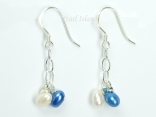 A Summer Treat - White Blue Oval Pearl Earrings 4x5mm