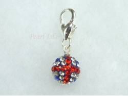 GB Union Jack Flag Crystal Clay Disco Ball Clip on Charm