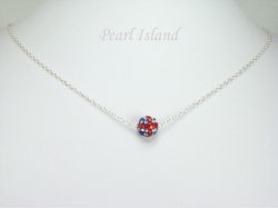 GB Union Jack Flag Crystal Clay Disco Ball Pendant Necklace