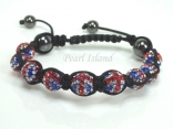 GB Union Jack Flag Crystal Clay Disco Ball Bracelet 