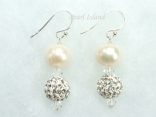 Dallas Collection - White Circlet Pearl & Crystal Earrings with Birthstones