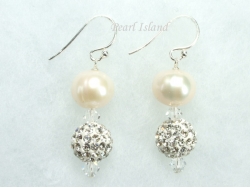 Dallas Collection - White Circlet Pearl & Crystal Earrings with Birthstones