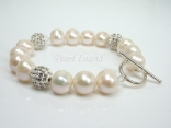 Dallas Collection - White Circlet Pearl & Crystal Bracelet with Birthstones