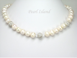 Dallas Collection - White Circlet Pearl & Crystal Necklace with Birthstones