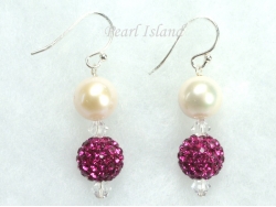 Dallas Collection - White Circlet Pearl & Crystal Earrings with 12 colour choice