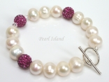 Dallas Collection - White Circlet Pearl & Crystal Bracelet with 12 colour choice