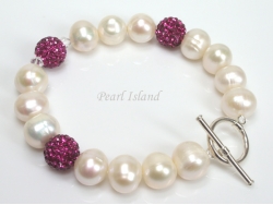 Dallas Collection - White Circlet Pearl & Crystal Bracelet with 12 colour choice