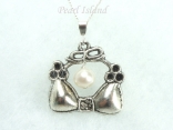 White Pearl and Silver Bra Necklace Pendant 