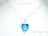 Blue Lampwork Glass Heart and Crystal Pendant