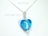 Blue Lampwork Glass Heart and Crystal Pendant