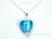 Blue Lampwork Glass Heart and Crystal Pendant