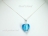 Blue Lampwork Glass Heart and Crystal Pendant