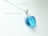 Blue Lampwork Glass Heart and Crystal Pendant