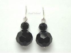 Black Faceted Chinese Crystal Earrings