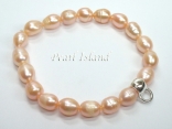 Peach Oval Pearl Bracelet with Charm Carrier