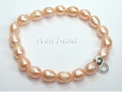 Peach Oval Pearl Bracelet with Charm Carrier