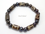 Black Pearl with Batik Tube Bracelet