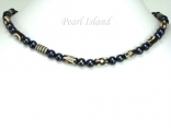 Black Pearl with Batik Tube Elastic Necklace