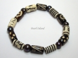 Pearls for Men - Black Pearl with BW Batik Tube Bracelet