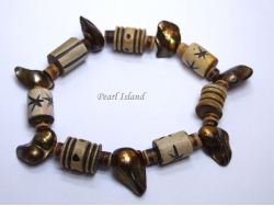 Pearls for Men - Green Blister Pearl with Batik Beads Bracelet